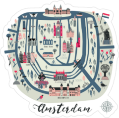 Cartoon Map Of Amsterdam Sticker