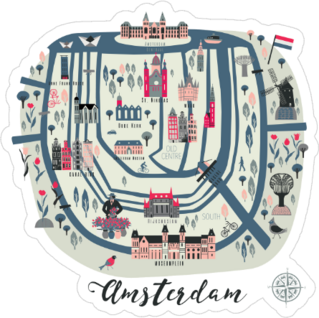 Cartoon Map Of Amsterdam Sticker