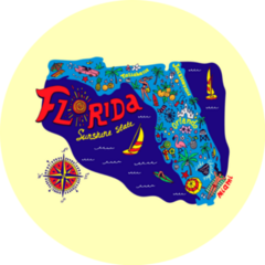 Cartoon Map Of Florida State Sticker