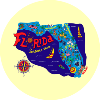 Cartoon Map Of Florida State Sticker