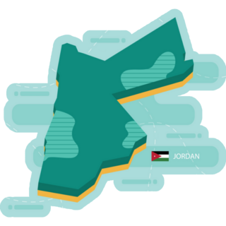 Cartoon Map Of Jordan In Blue Sticker