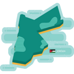 Cartoon Map Of Jordan In Blue Sticker