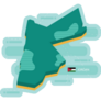 Cartoon Map Of Jordan In Blue Sticker