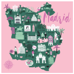 Cartoon Map Of Madrid, Spain Sticker