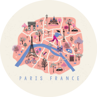 Cartoon Map Of Paris France Sticker