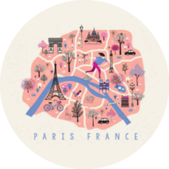 Cartoon Map Of Paris France Sticker