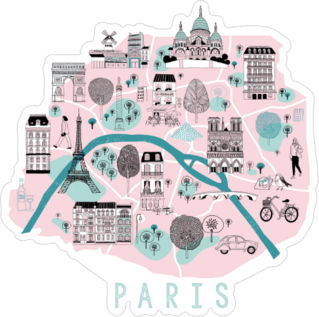 Cartoon Map Of Paris Sticker