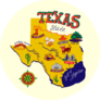 Cartoon Map Of Texas Travels Sticker