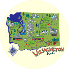 Cartoon Map Of Washington State Sticker