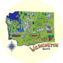 Cartoon Map Of Washington State Sticker