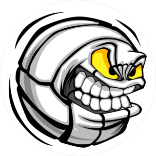 Cartoon Mean Face Volleyball Ball Sticker