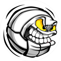 Cartoon Mean Face Volleyball Ball Sticker