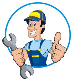 Cartoon Mechanic With Wrench In Circle Sticker