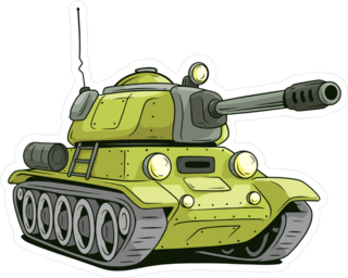 Cartoon Military Army Tank Sticker