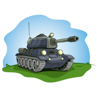 Cartoon Military Army Tank with Background Sticker