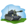 Cartoon Military Army Tank with Background Sticker