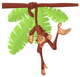 Cartoon Monkey Hanging From The Tree Sticker