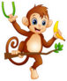 Cartoon Monkey On A Tree Branch Holding Banana Sticker