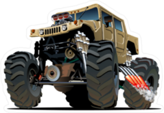 Cartoon Monster Jeep Sticker