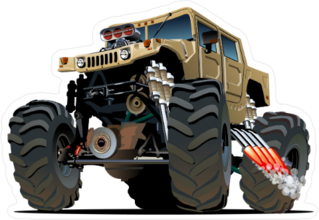 Cartoon Monster Jeep Sticker
