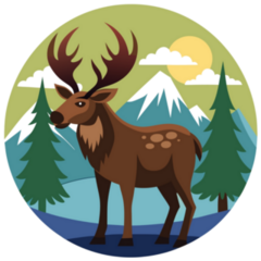 Cartoon Moose Circle Sticker