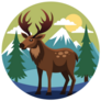 Cartoon Moose Circle Sticker