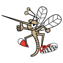 Cartoon Mosquito Wearing Shoes Sticker