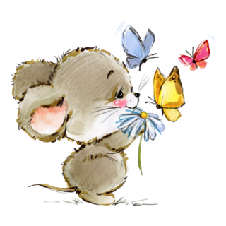 Cartoon Mouse Butterfly Sticker
