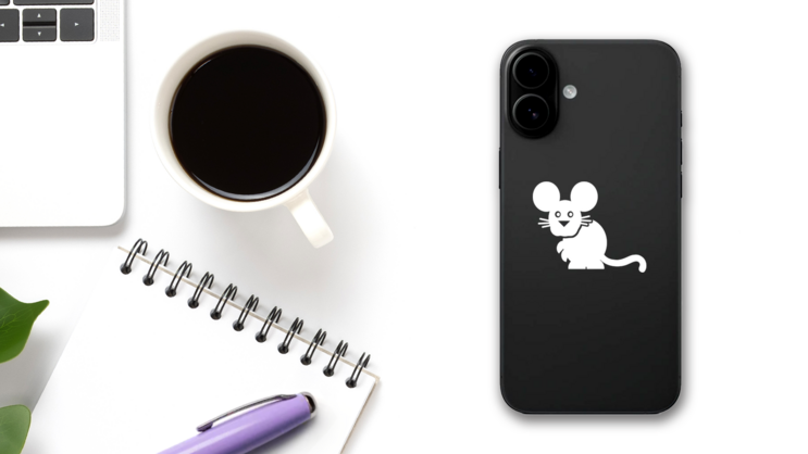 Cartoon Mouse Sticker on a Phone (New) example