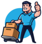 Cartoon Moving Guy Mascot Logo Sticker