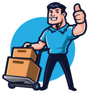 Cartoon Moving Guy Mascot Logo Sticker