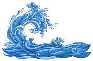 Cartoon Ocean Wave Sticker