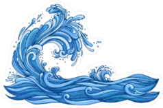 Cartoon Ocean Wave Sticker