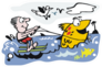 Cartoon Of Man Water Skiing With Large Fish Sticker