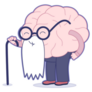 Cartoon Old Brain Wearing Glasses And Beard Sticker