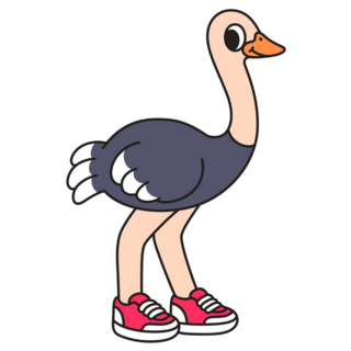 Cartoon Ostrich Wearing Sneakers Sticker