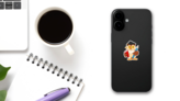 Cartoon Owl Holding Pencil And Book Sticker on a Phone (New) example