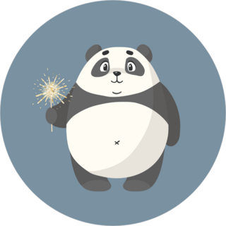 Cartoon Panda With Sparkler Sticker