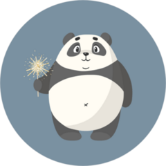 Cartoon Panda With Sparkler Sticker