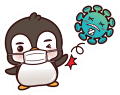 Cartoon Penguin Wearing A Mask Coronavirus Sticker