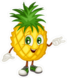 Cartoon Pineapple Mascot Sticker