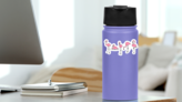 Cartoon Pink Flamingo Set Sticker on a Water Bottle (New) example