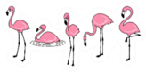Cartoon Pink Flamingo Set Sticker