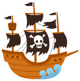 Cartoon Pirate Ghost Ship Sticker