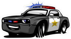Cartoon Police Car Sticker