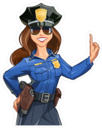 Cartoon Police Woman Sticker