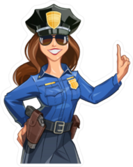 Cartoon Police Woman Sticker