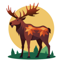 Cartoon Poly Moose Sticker