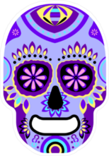 Cartoon Purple Mexican Sugar Skull Sticker