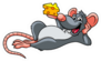 Cartoon Rat And Cheese Sticker